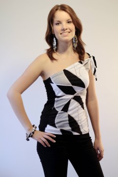 Asymmetric jersey top